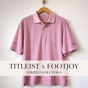 Titleist FootJoy Striped Golf Polo Shirt Pink White Medium